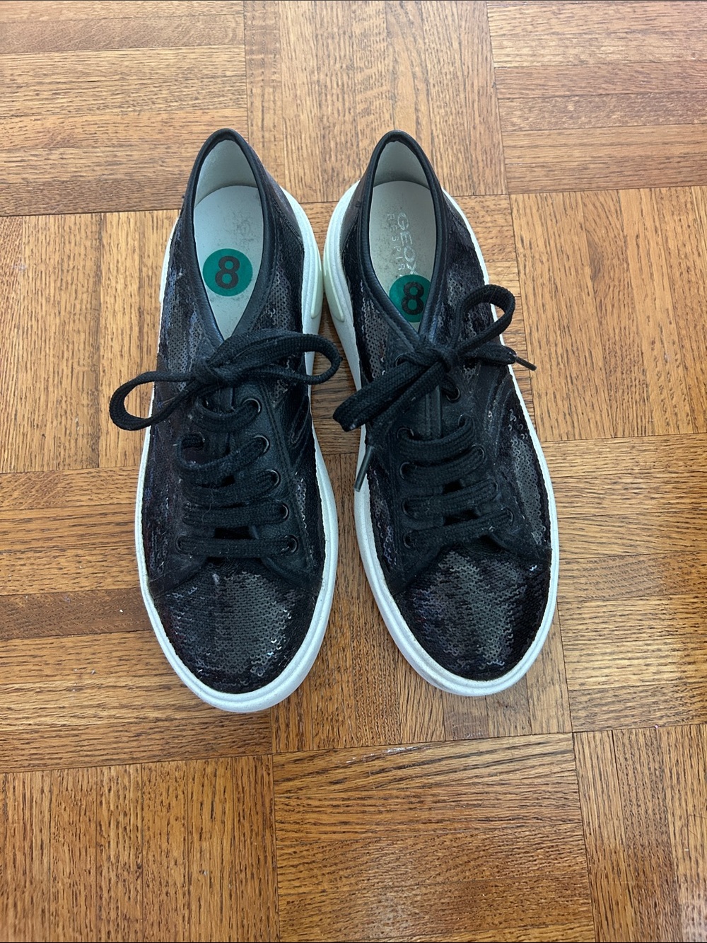Geox Black Sequin Low-Top Sneakers